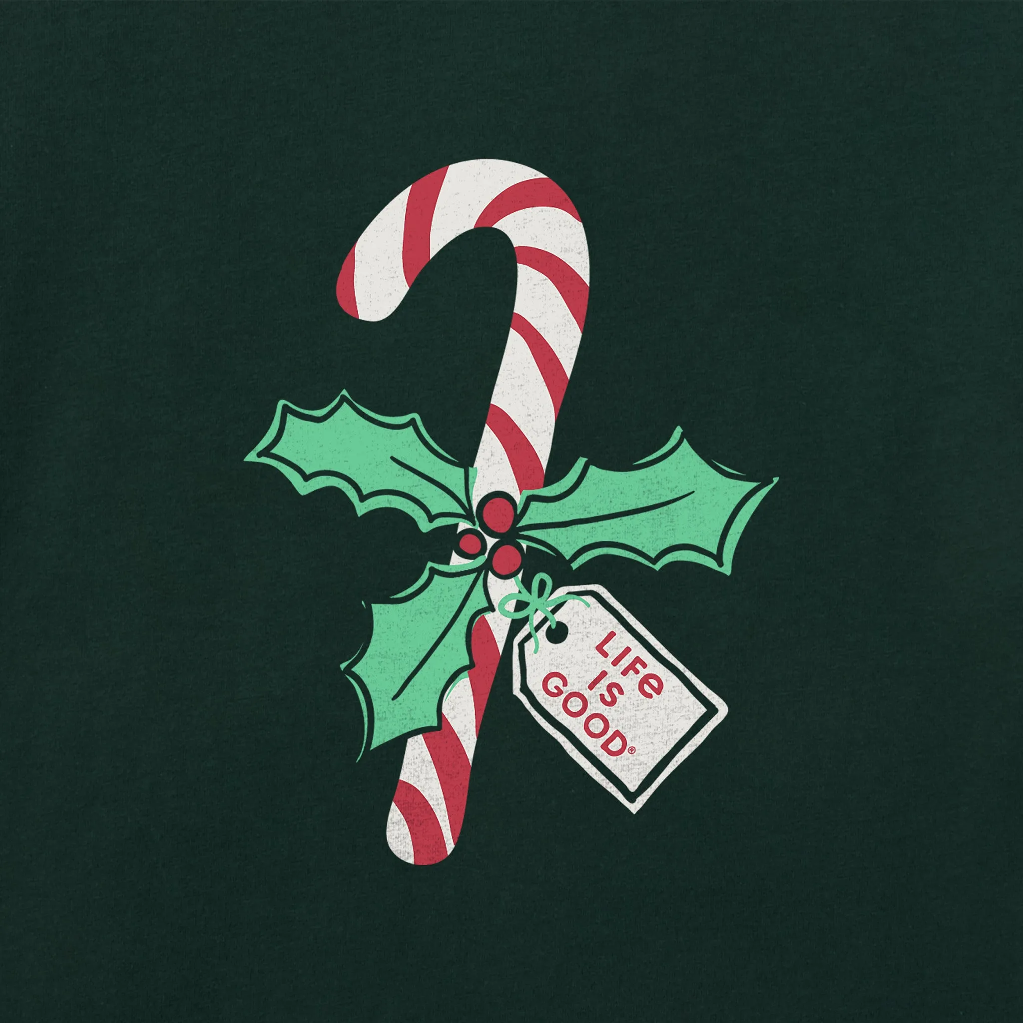 Women's Candy Cane Holly Long Sleeve Crusher Vee sold by Life is Good product image thumbnail 2