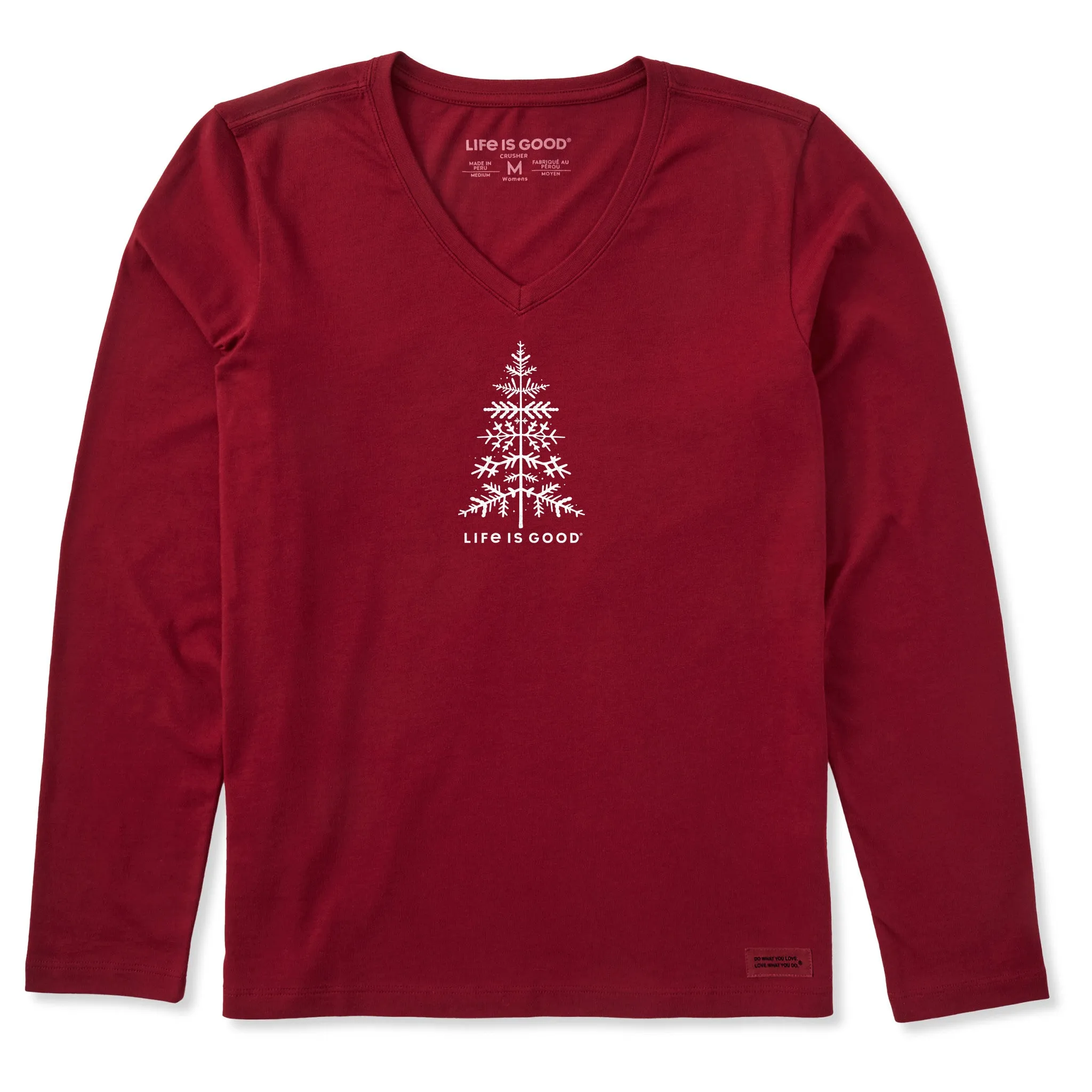 Women's Winter Tree Long Sleeve Crusher Vee sold by Life is Good