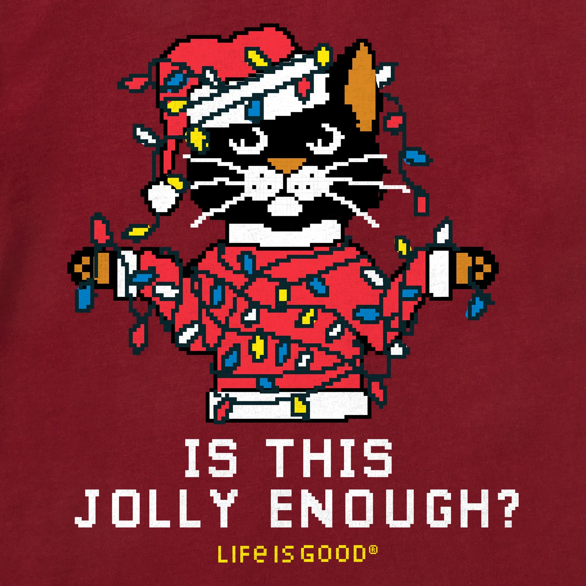 Women's Ugly Sweater Santa Cat Long Sleeve Crusher Vee sold by Life is Good product image thumbnail 2
