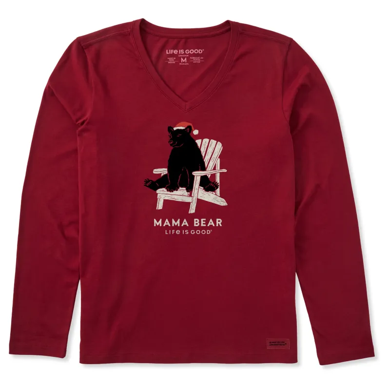 Women's Holiday Adirondack Mama Bear Long Sleeve Crusher Vee sold by Life is Good