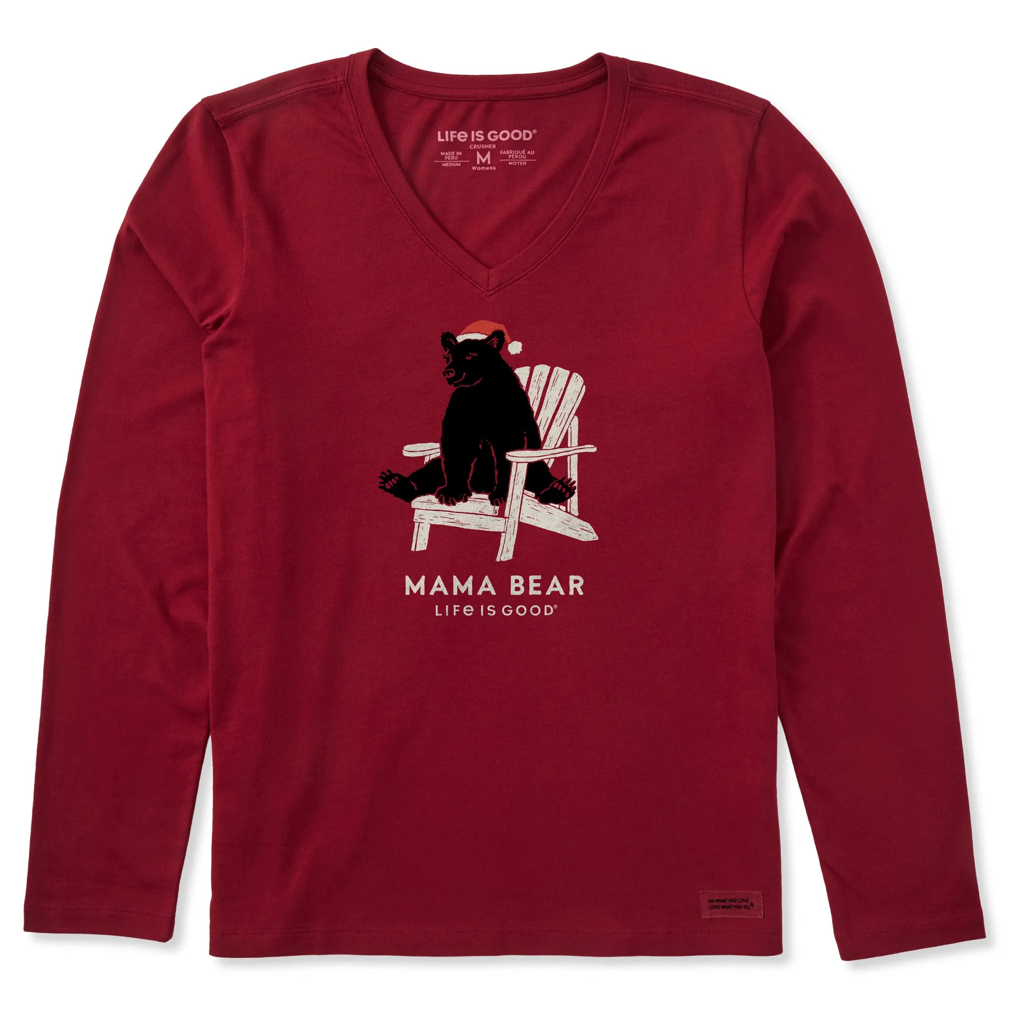 Women's Holiday Adirondack Mama Bear Long Sleeve Crusher Vee sold by Life is Good