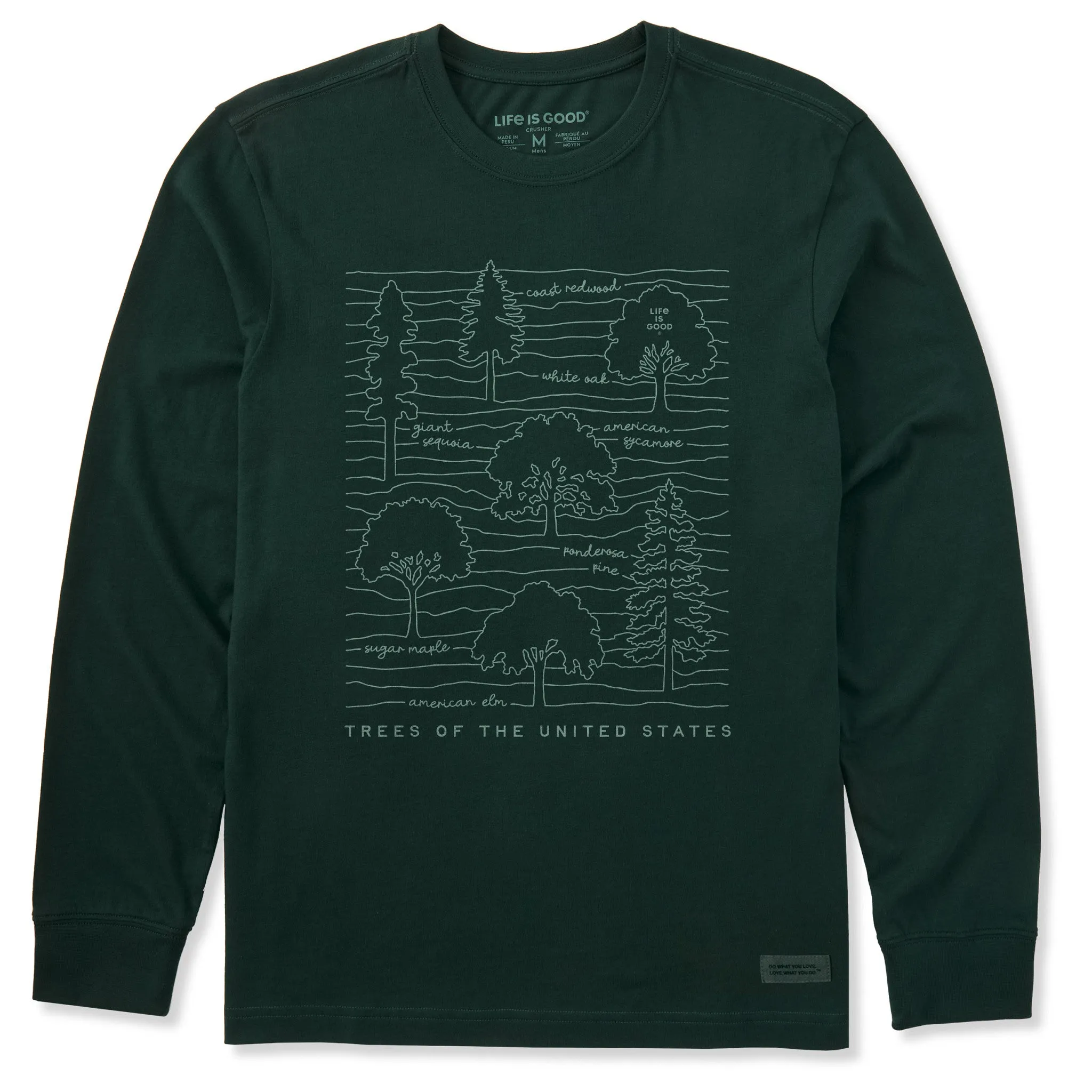 Men's Trees of the United States Long Sleeve Crusher Tee sold by Life is Good