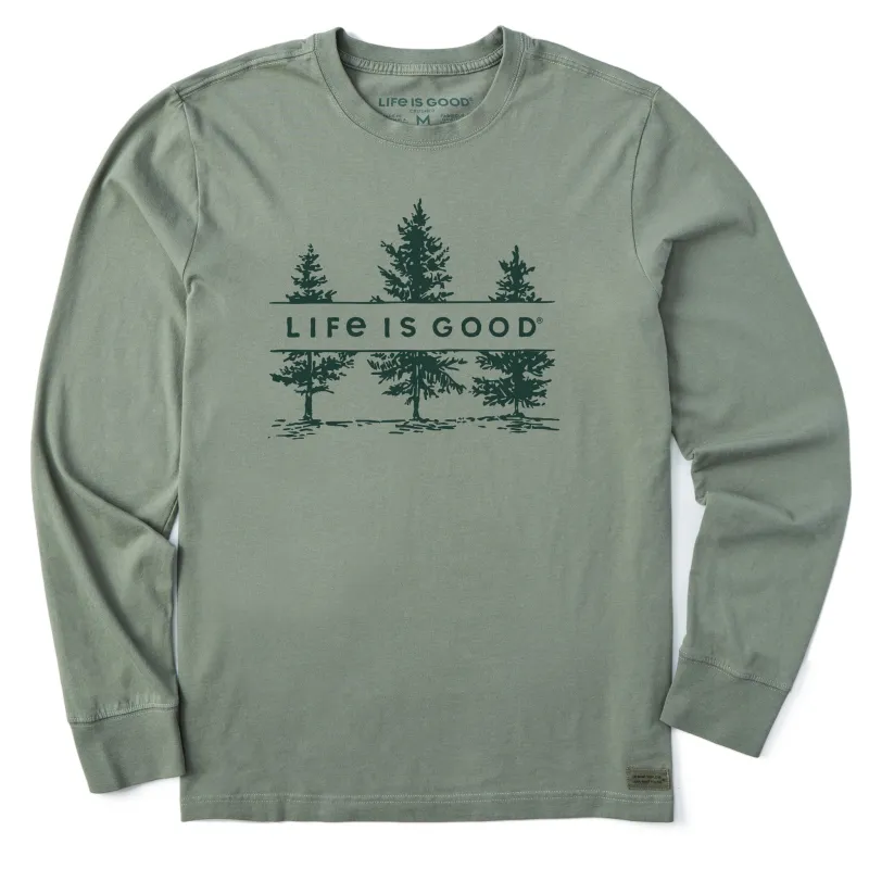 Men's Three Pine Trees Long Sleeve Crusher Tee sold by Life is Good