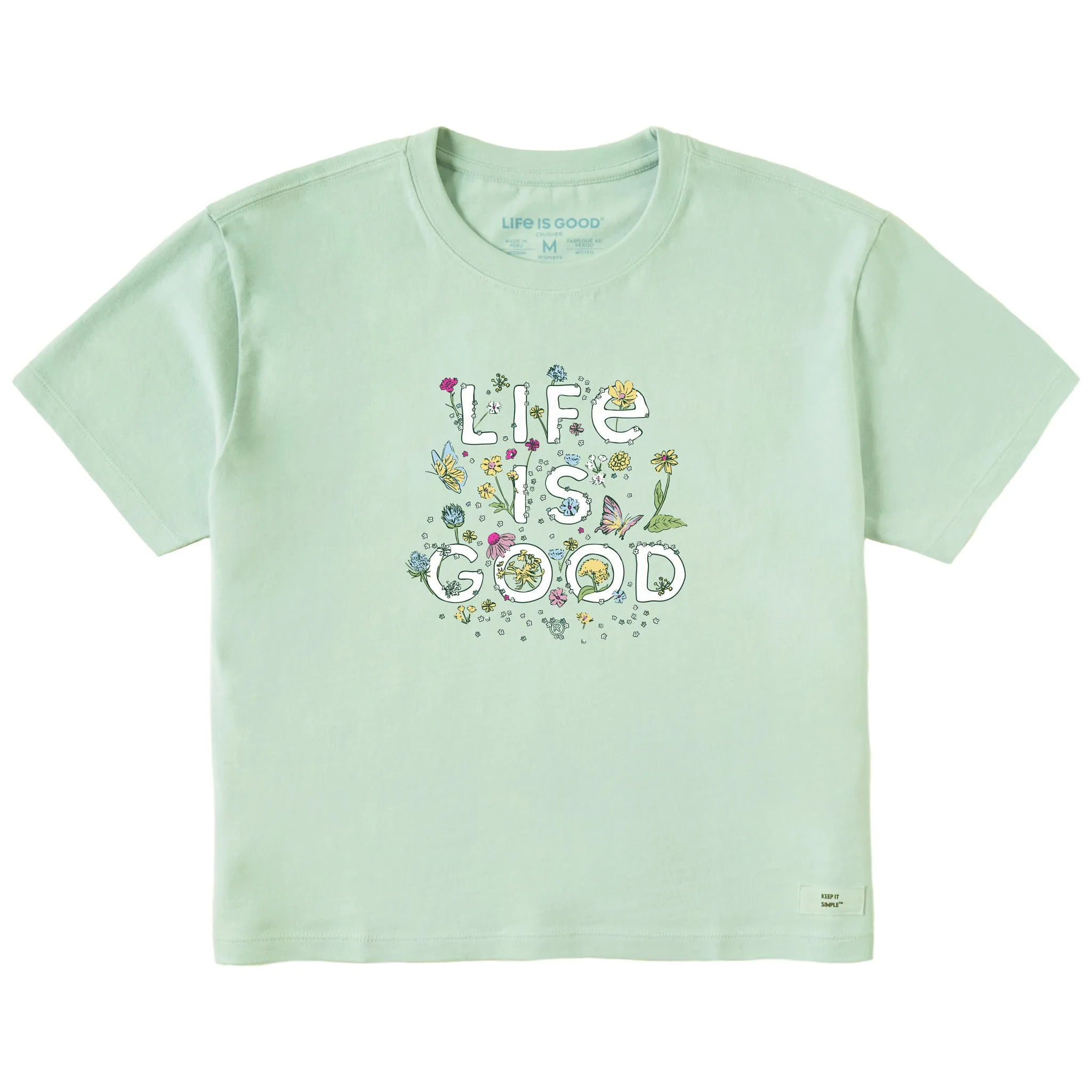 Women's Wildflower Logo Stack Short Sleeve Crusher Boxy Tee sold by Life is Good