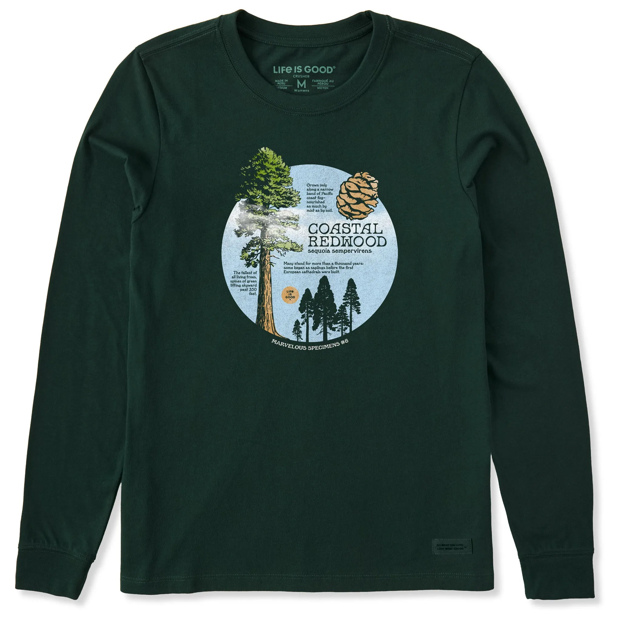 Women's Coastal Redwood Long Sleeve Crusher Tee sold by Life is Good