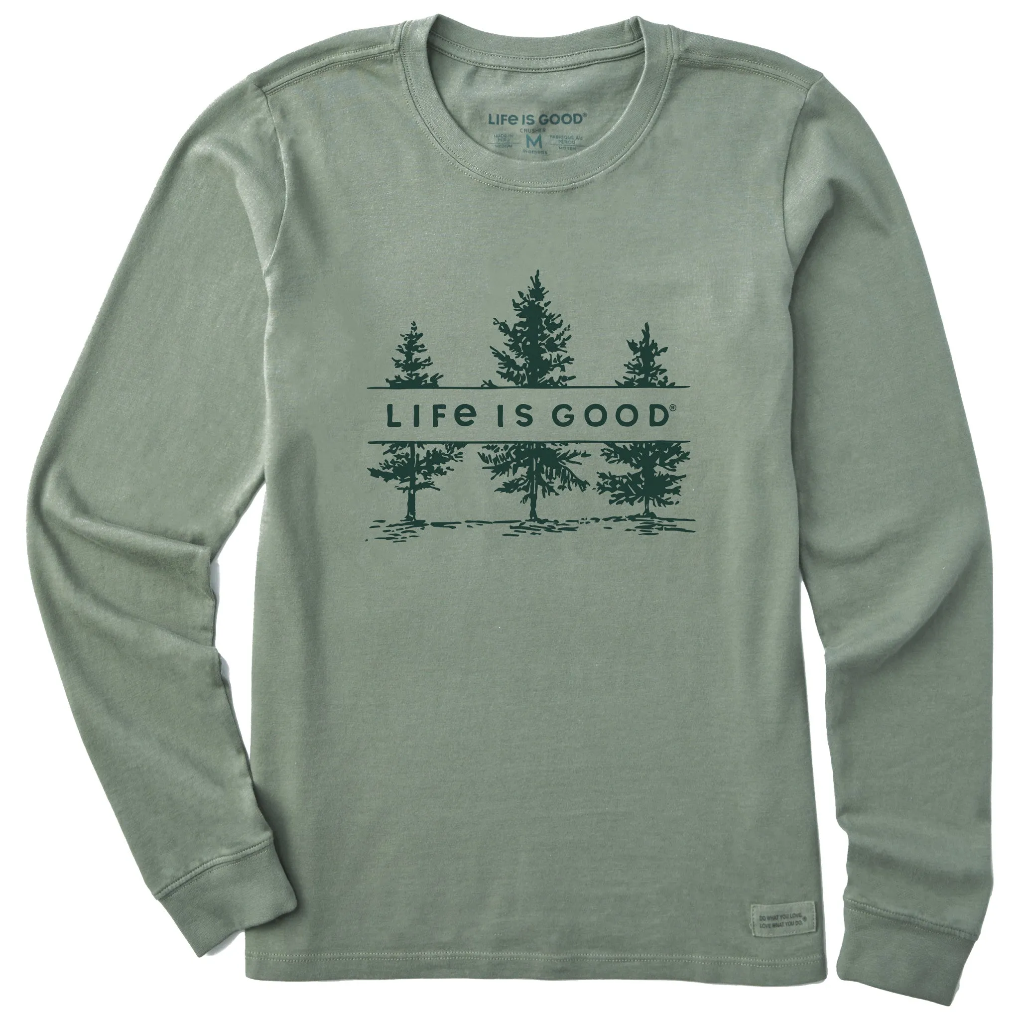 Women's Three Pine Trees Long Sleeve Crusher Tee sold by Life is Good