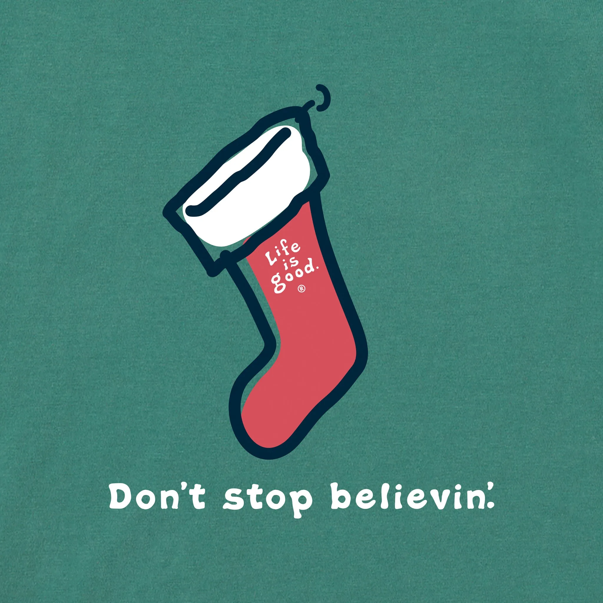 Men's Don't Stop Believin' Stocking Long Sleeve Crusher Tee sold by Life is Good product image thumbnail 2