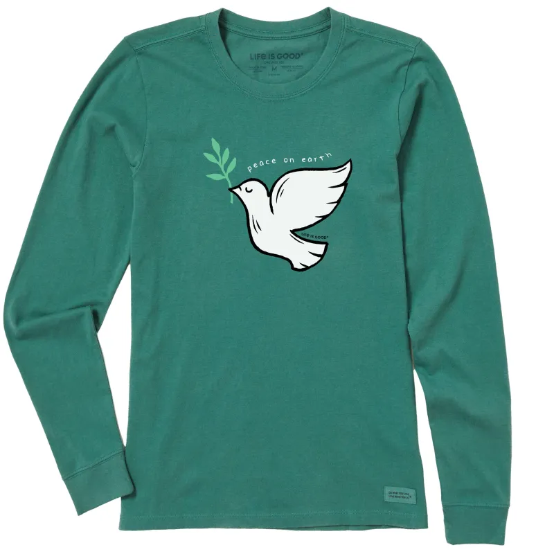 Women's Peace on Earth Dove Long Sleeve Crusher Tee sold by Life is Good