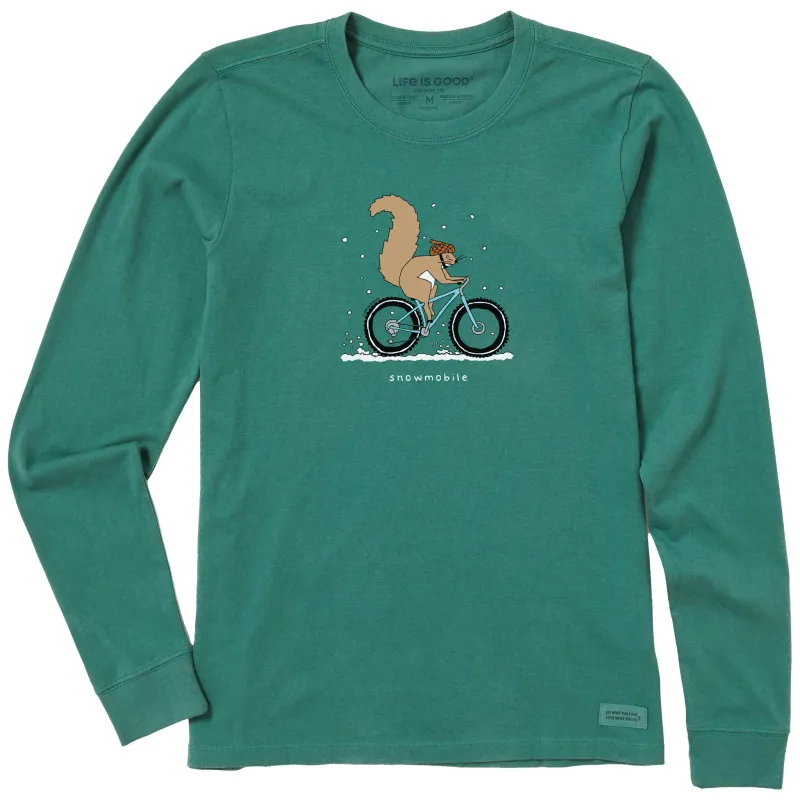 Women's Fat Tire Squirrel Snowmobile Long Sleeve Crusher Tee sold by Life is Good