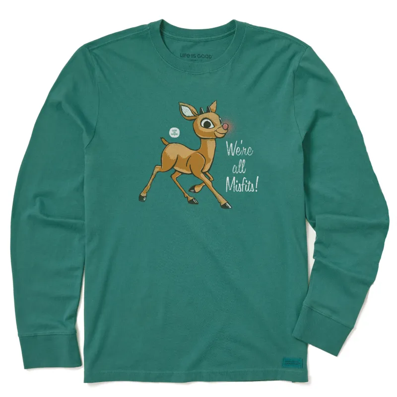 Men's Rudolph We're All Misfits! Long Sleeve Crusher Tee sold by Life is Good