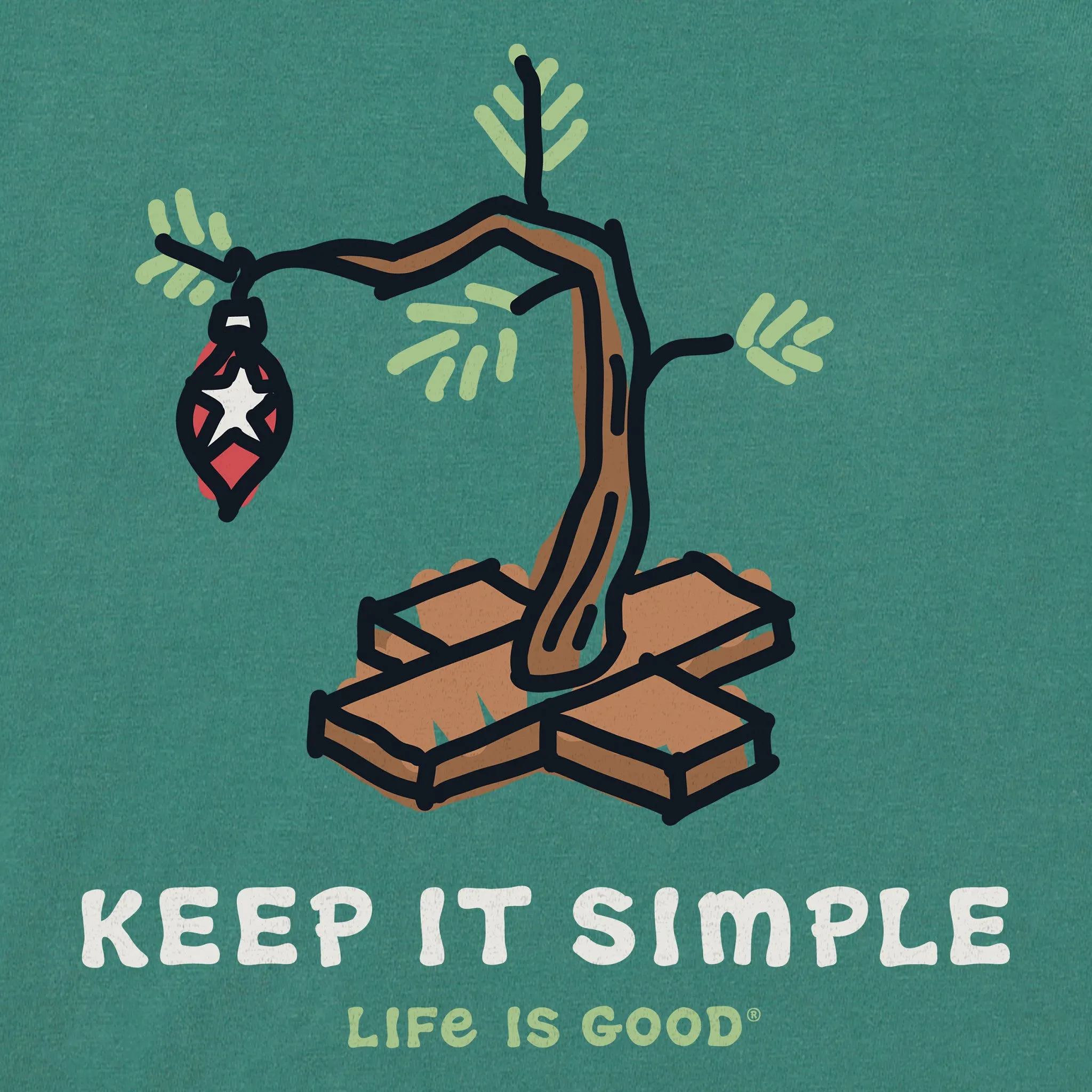 Men's Keep it Simple Christmas Tree Long Sleeve Crusher Tee sold by Life is Good product image thumbnail 2