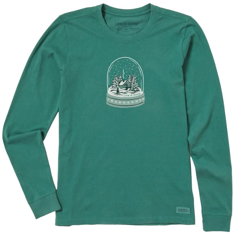 Women's Cottage in the Snowglobe Long Sleeve Crusher Tee made by Life is Good