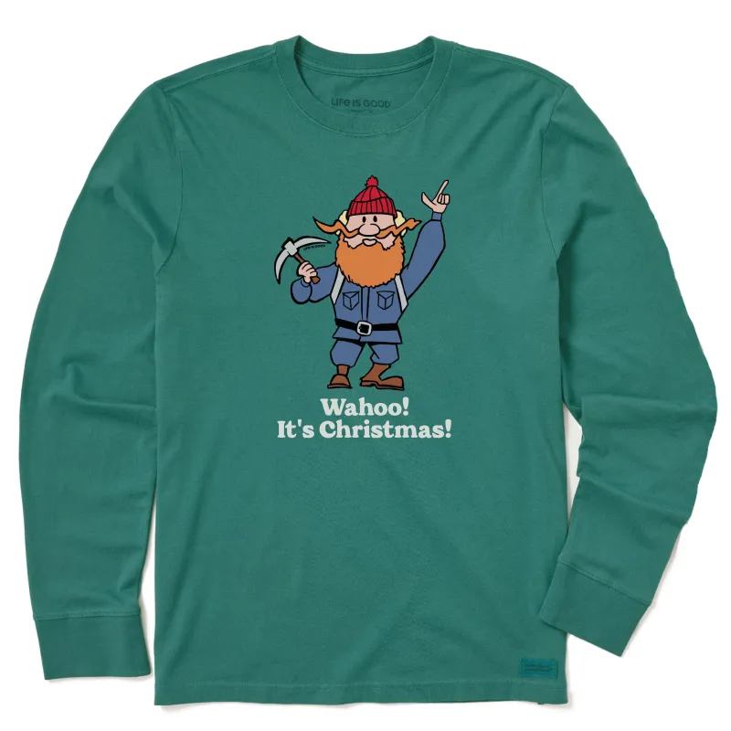 Men's Wahoo! It's Christmas Yukon Long Sleeve Crusher Tee sold by Life is Good