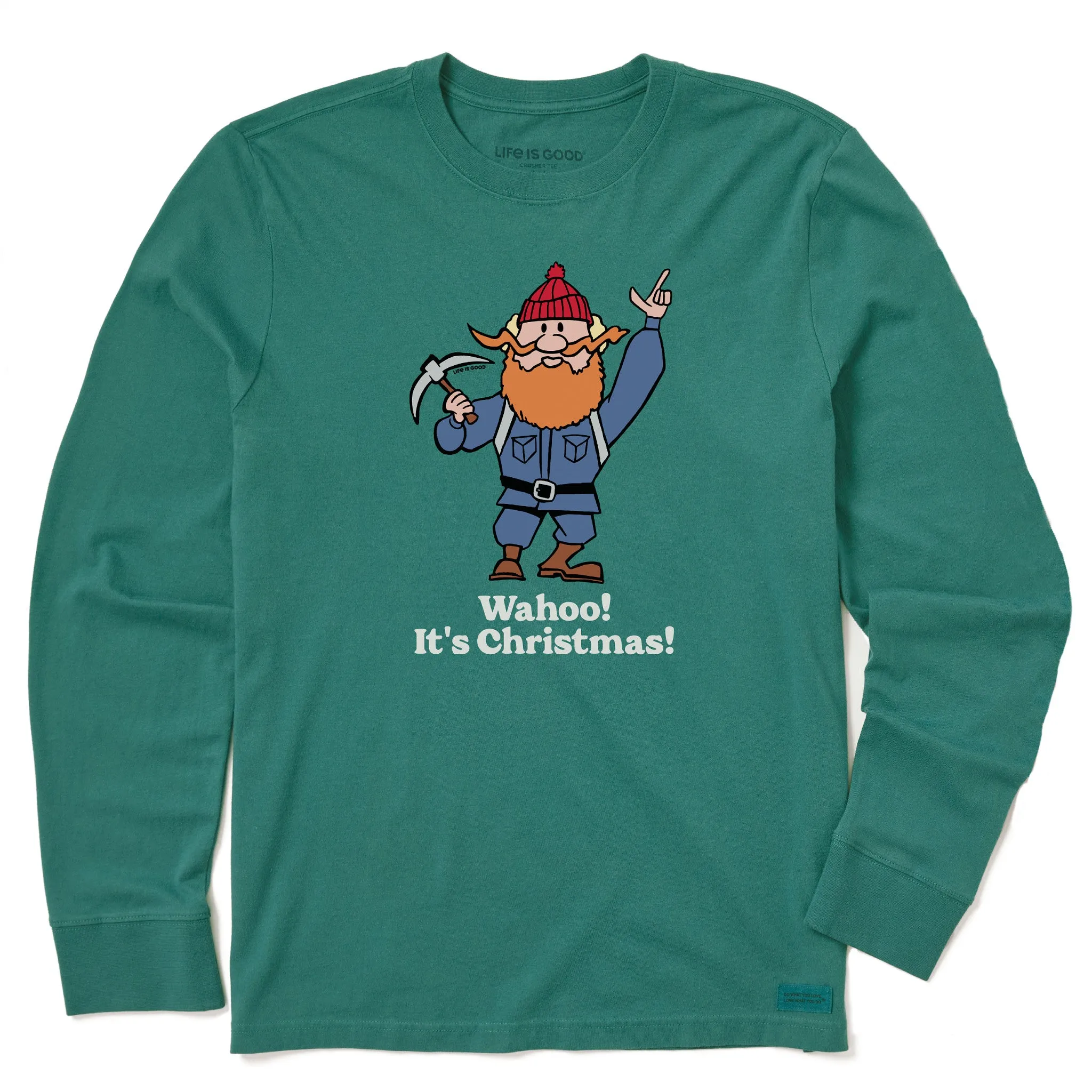 Men's Wahoo! It's Christmas Yukon Long Sleeve Crusher Tee sold by Life is Good