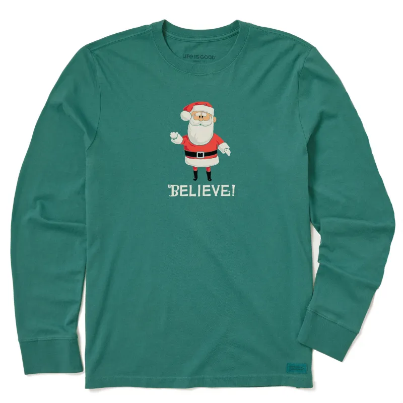 Men's Believe in Santa Long Sleeve Crusher Tee sold by Life is Good