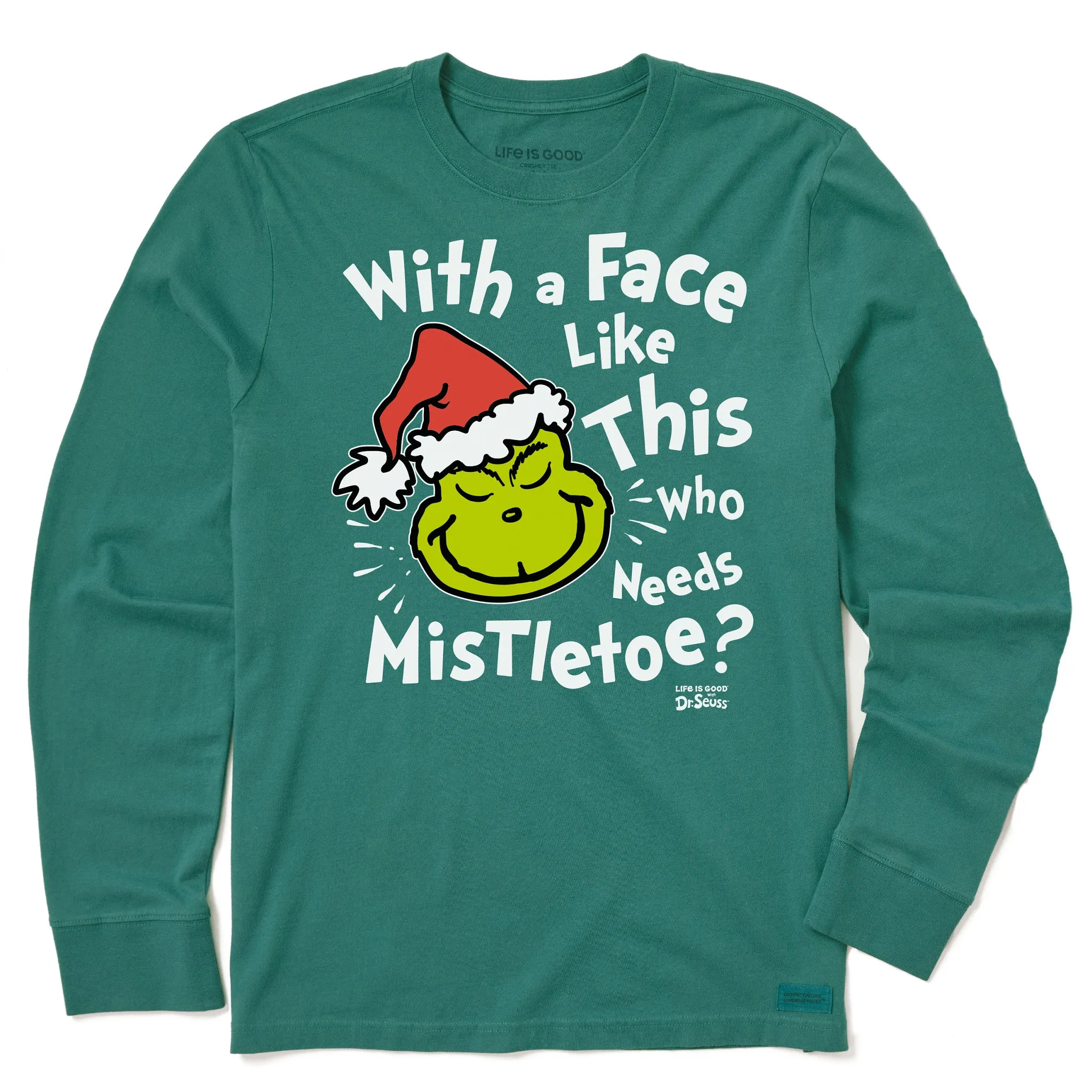 Men's With a Face Like This Grinch Long Sleeve Crusher Tee sold by Life is Good