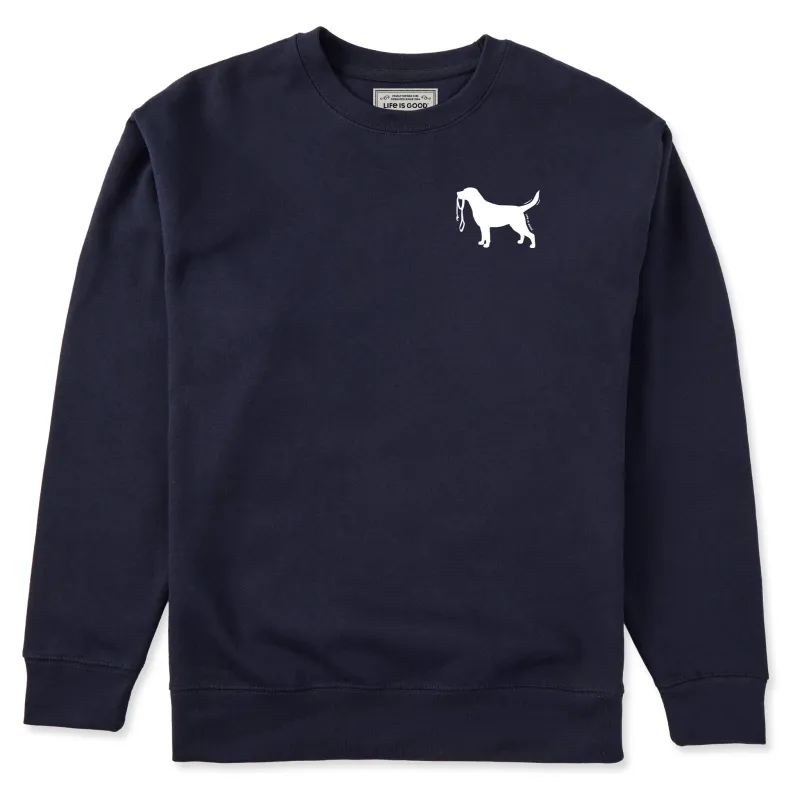 Adult Unisex Labrador Leash Every Wear Crew Sweatshirt sold by Life is Good