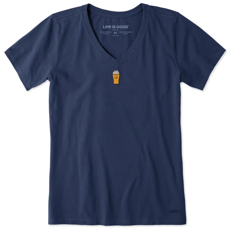 Women's Happy Pint Short Sleeve Crusher Vee sold by Life is Good