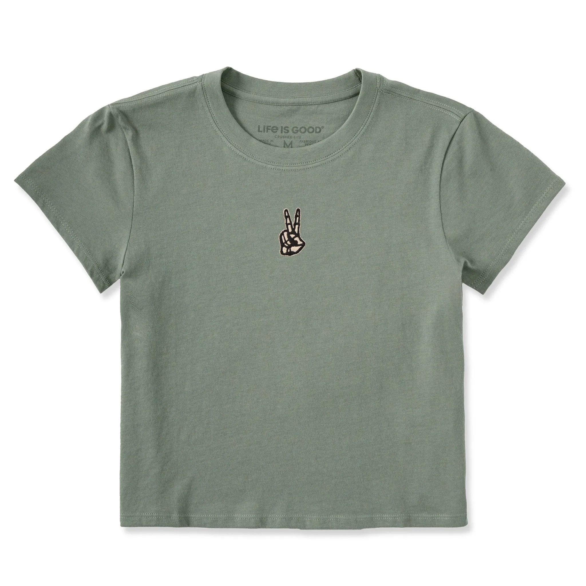 Women's Embroidered Skeleton Peace Hand Crusher-LITE Shrunken Tee sold by Life is Good