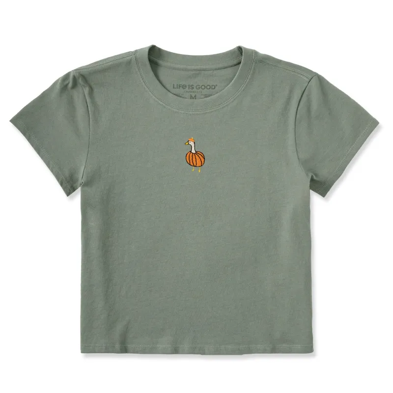 Women's Embroidered Pumpkin Goose Crusher-LITE Shrunken Tee sold by Life is Good