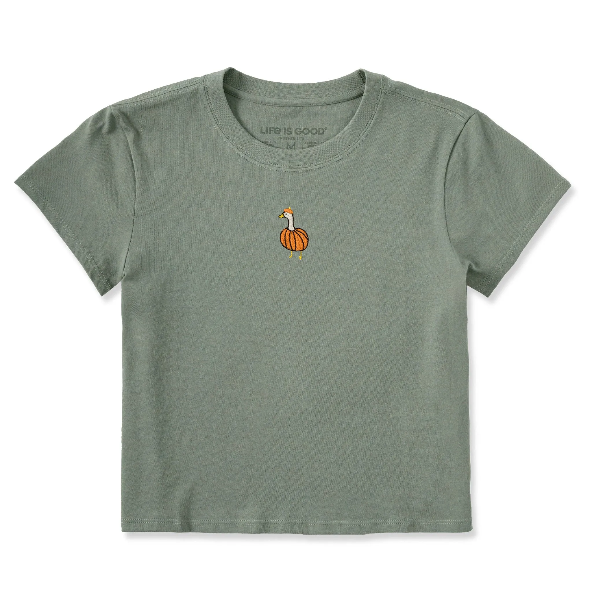 Women's Embroidered Pumpkin Goose Crusher-LITE Shrunken Tee sold by Life is Good