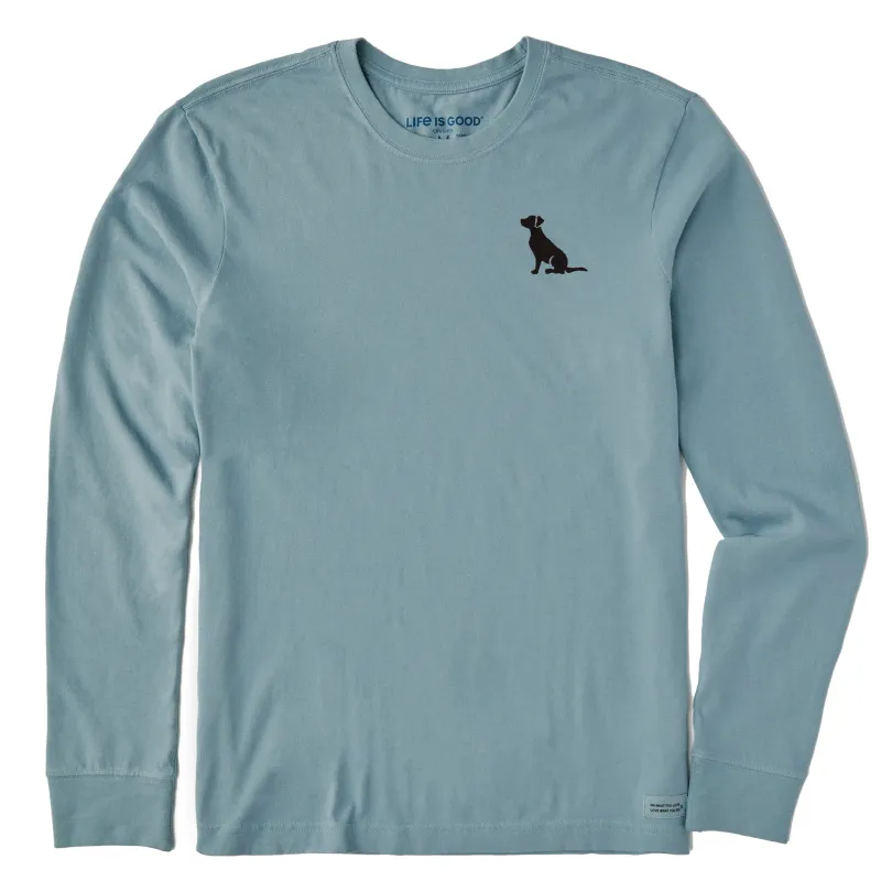 Men's Embroidered Sitting Dog Long Sleeve Crusher Tee sold by Life is Good