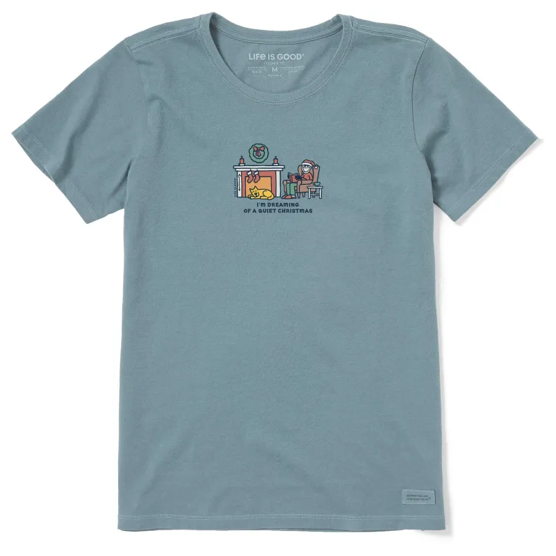 Women's Dreaming of a Quiet Christmas Short Sleeve Crusher Tee sold by Life is Good
