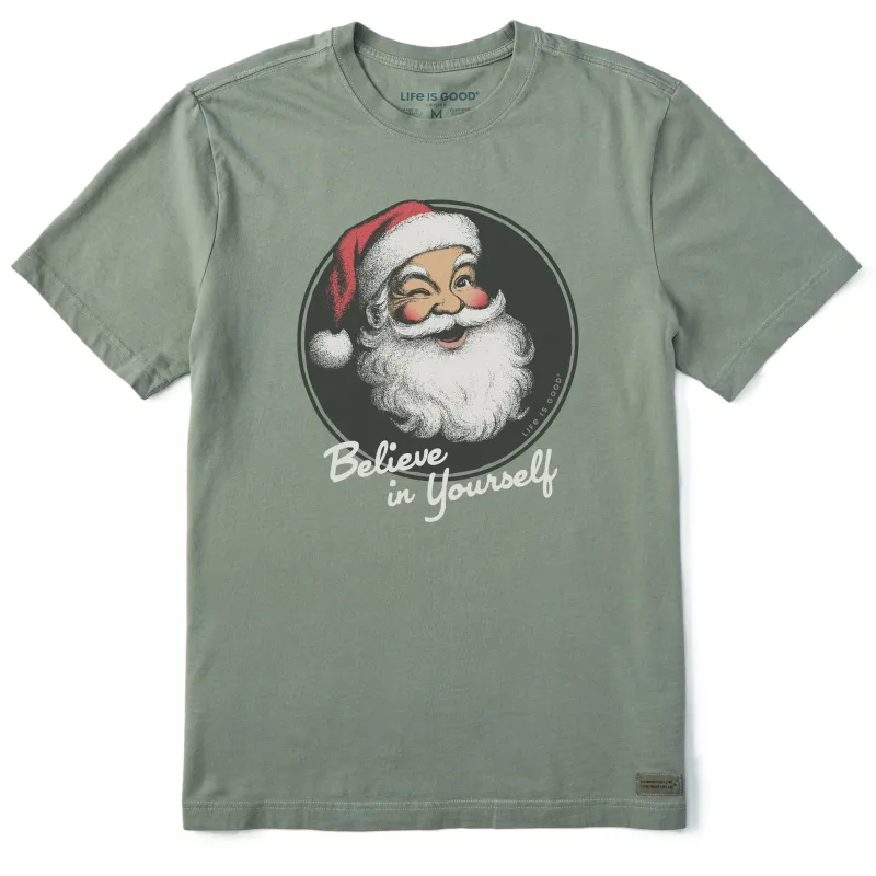 Men's Believe in Yourself Santa Short Sleeve Crusher Tee sold by Life is Good