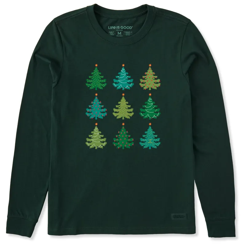 Women's Nine Christmas Trees Long Sleeve Crusher Tee sold by Life is Good