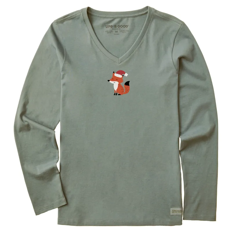 Women's Santa Fox Long Sleeve Crusher Vee sold by Life is Good