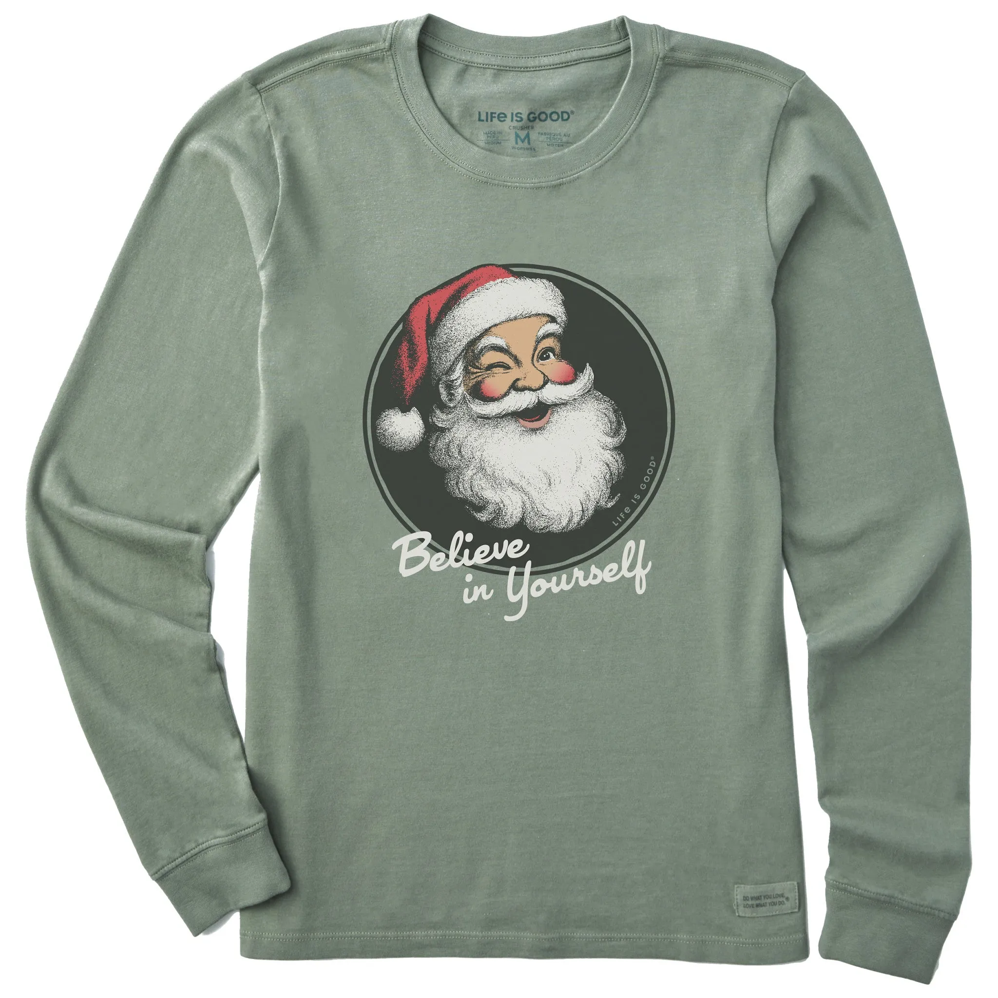 Women's Believe in Yourself Santa Long Sleeve Crusher Tee sold by Life is Good
