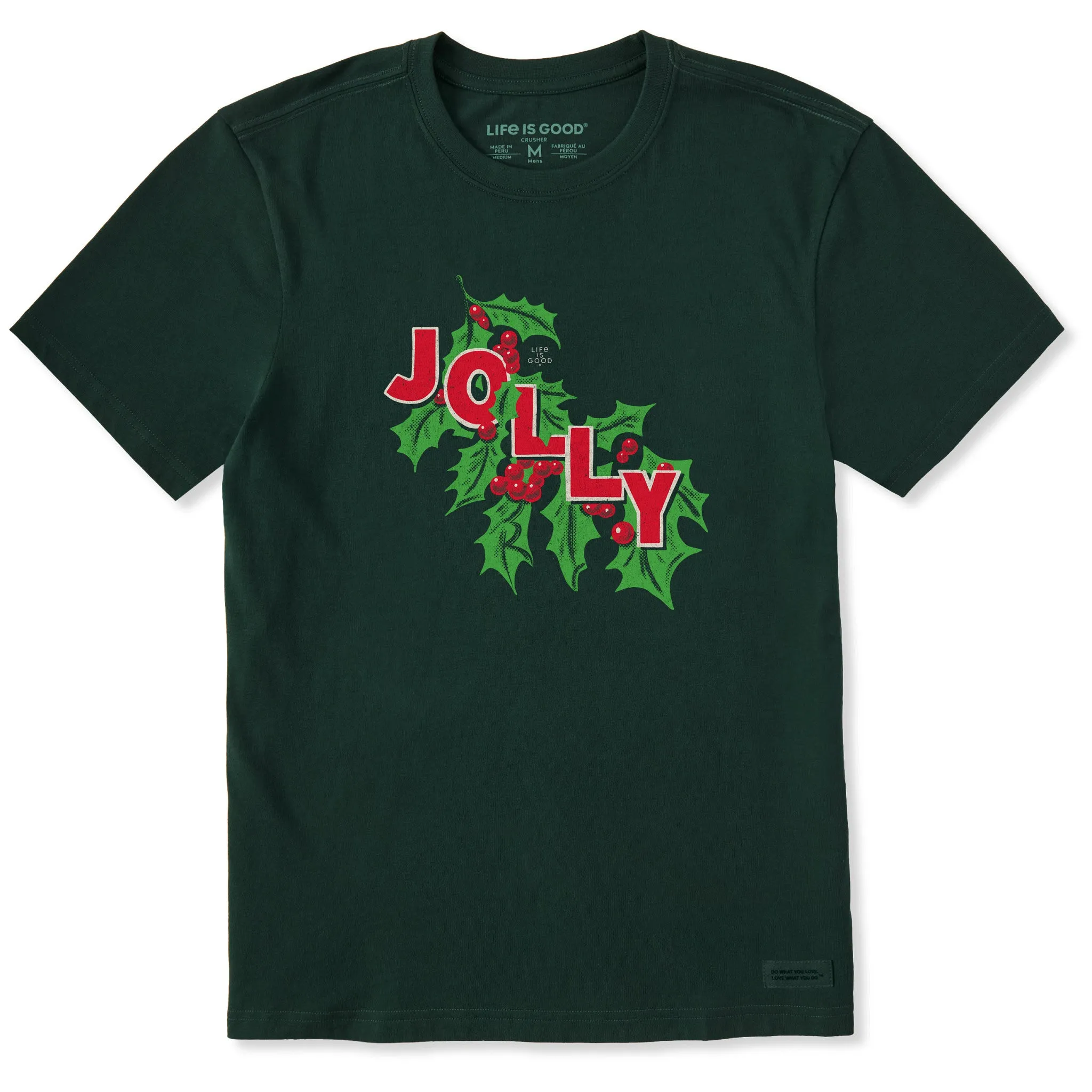 Men's Jolly Holly Short Sleeve Crusher Tee sold by Life is Good