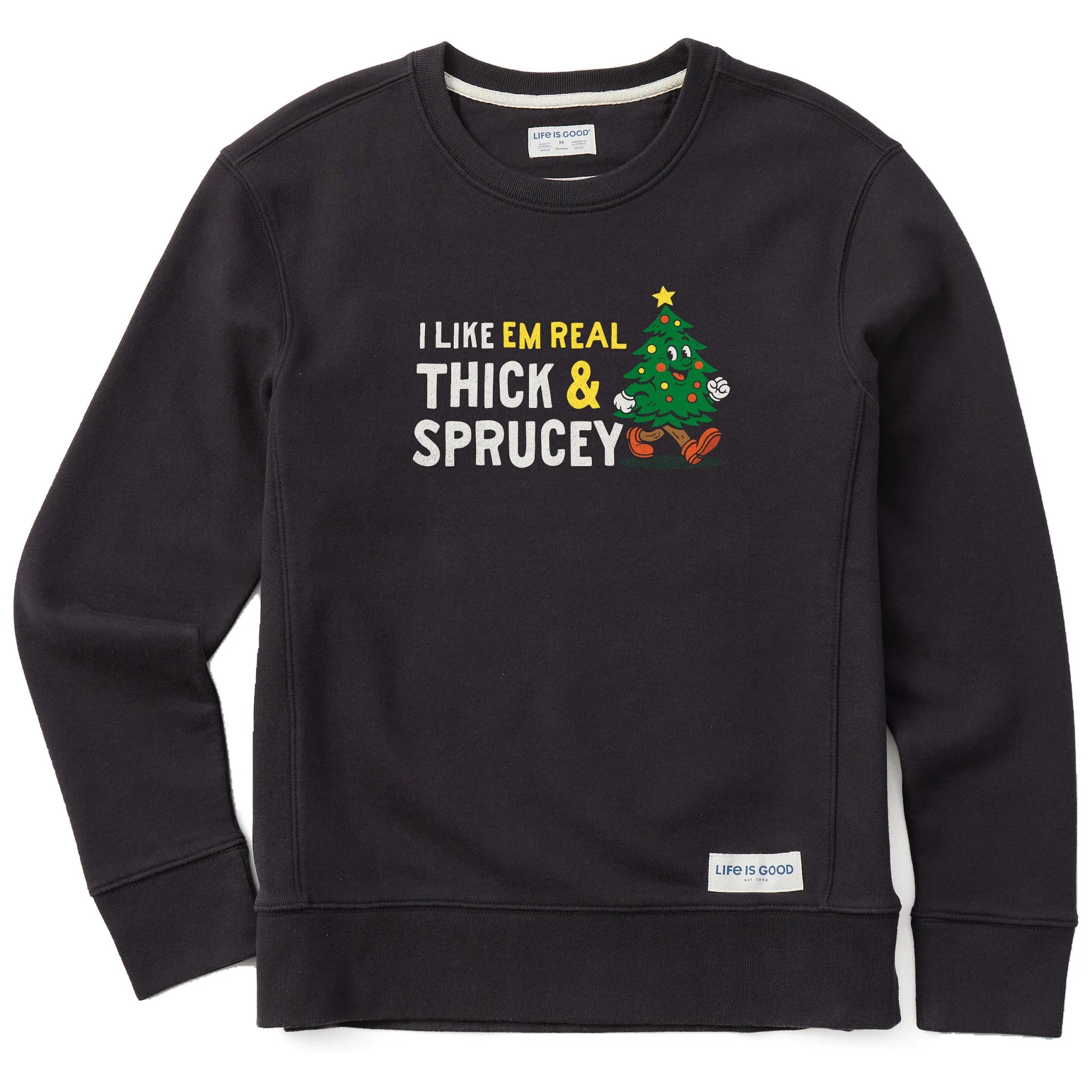 Women's Thick and Sprucey Simply True Fleece Crew sold by Life is Good