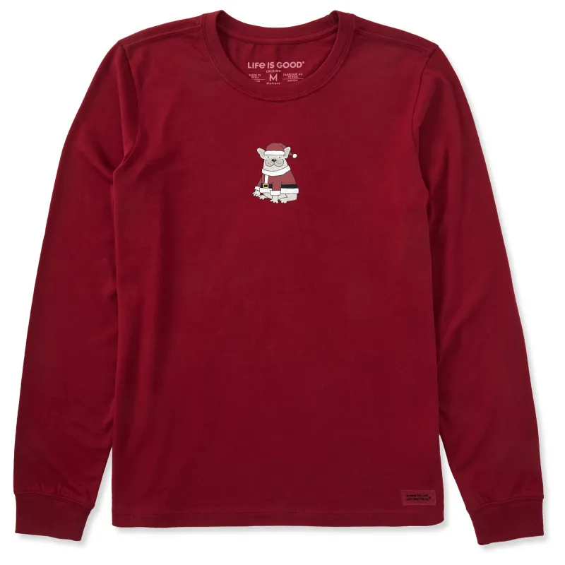 Women's Santa Frenchie Long Sleeve Crusher Tee made by Life is Good