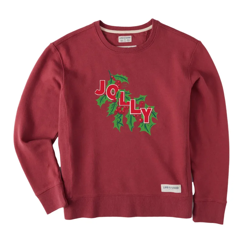 Women's Jolly Holly Simply True Fleece Crew sold by Life is Good