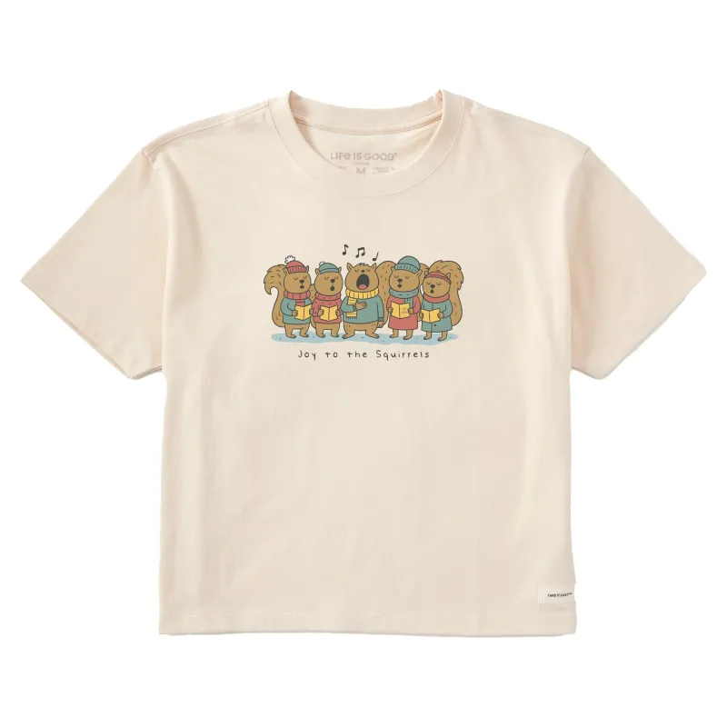 Women's Joy to the Squirrels Carols Short Sleeve Crusher Boxy Tee sold by Life is Good