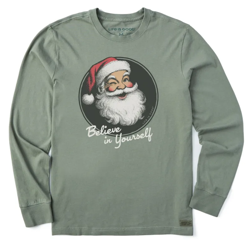 Men's Believe in Yourself Santa Long Sleeve Crusher Tee sold by Life is Good