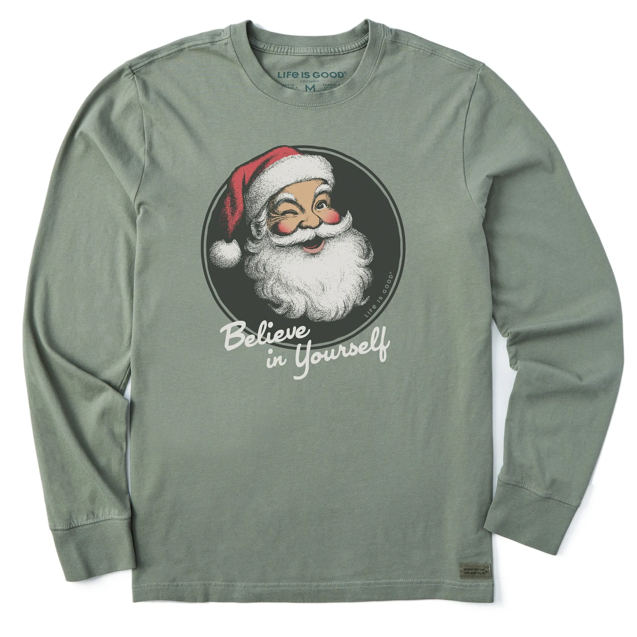 Men's Believe in Yourself Santa Long Sleeve Crusher Tee sold by Life is Good