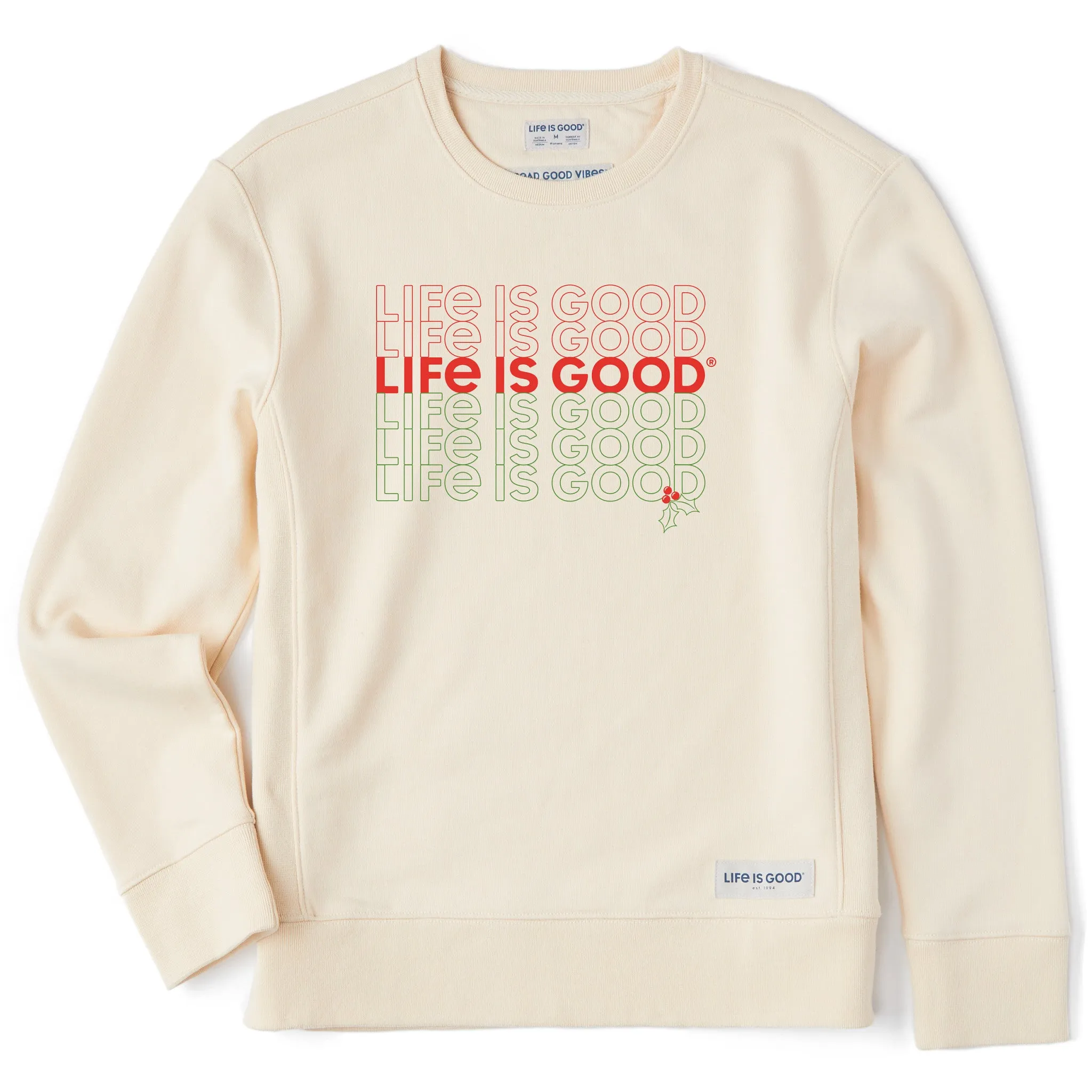 Women's Holiday Stack Simply True Fleece Crew sold by Life is Good