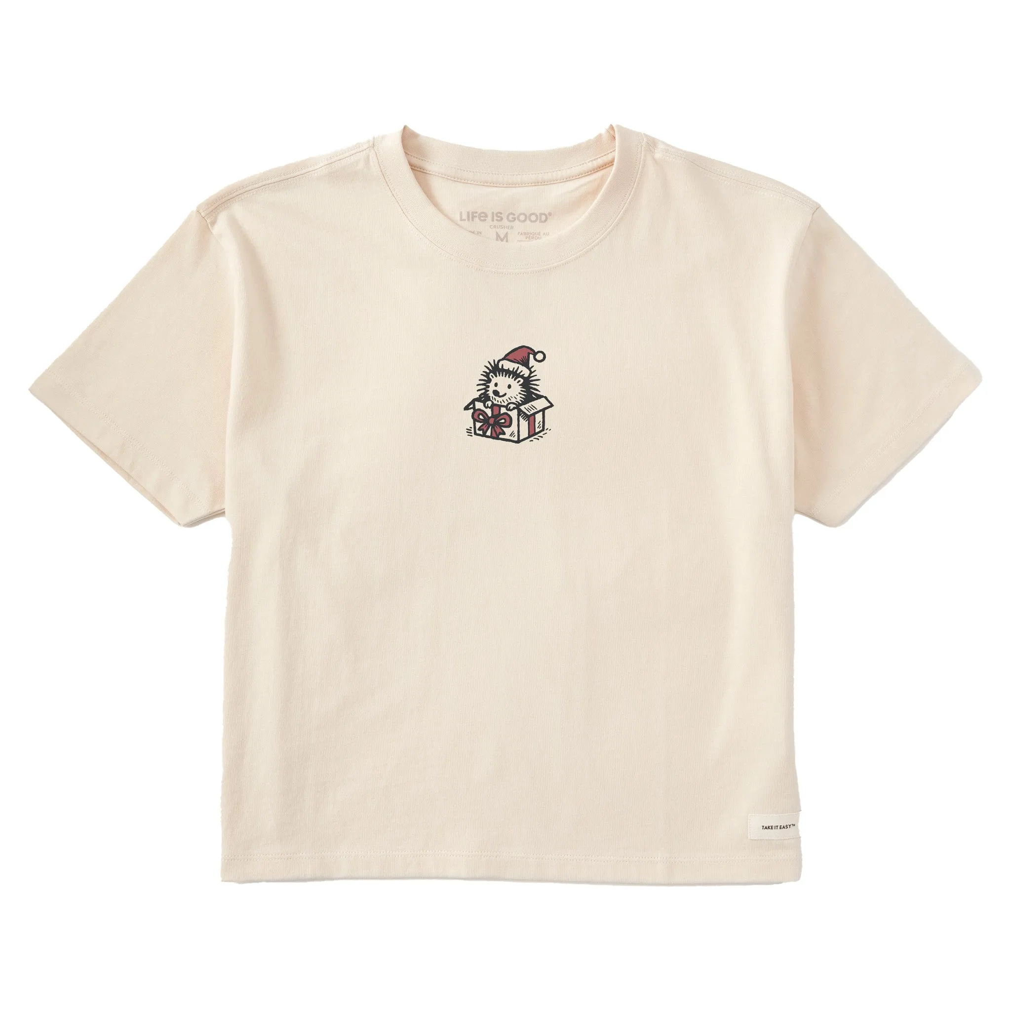 Women's Hedgehog Santa Short Sleeve Crusher Boxy Tee sold by Life is Good