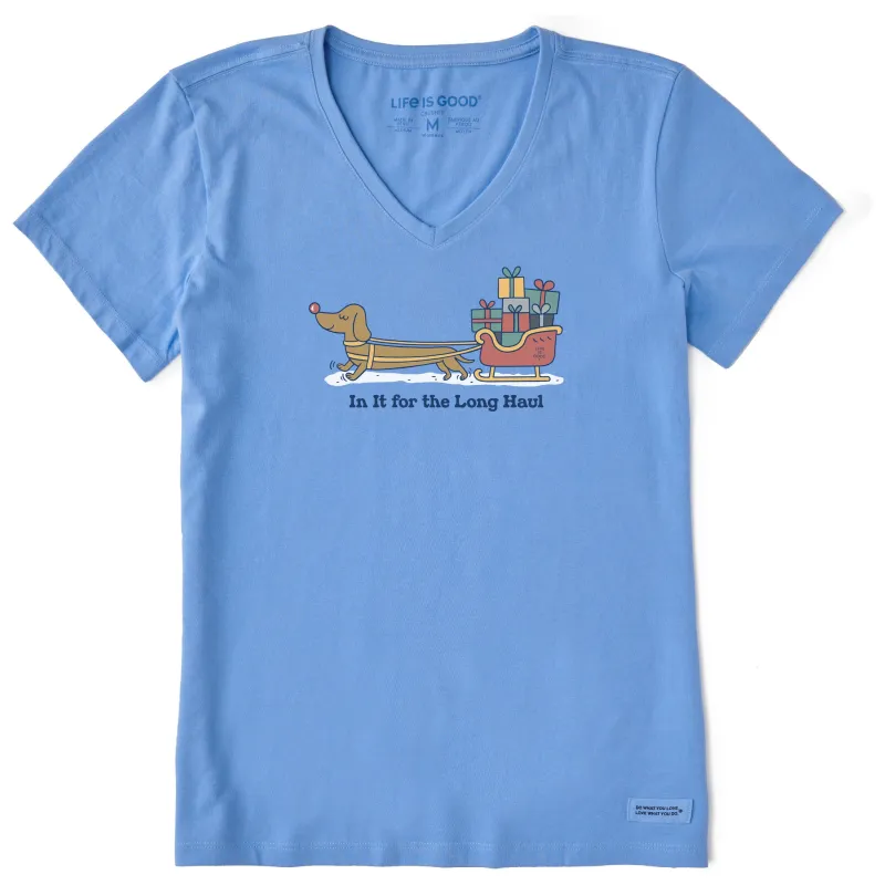 Women's In it for the Long Haul Short Sleeve Crusher Vee sold by Life is Good