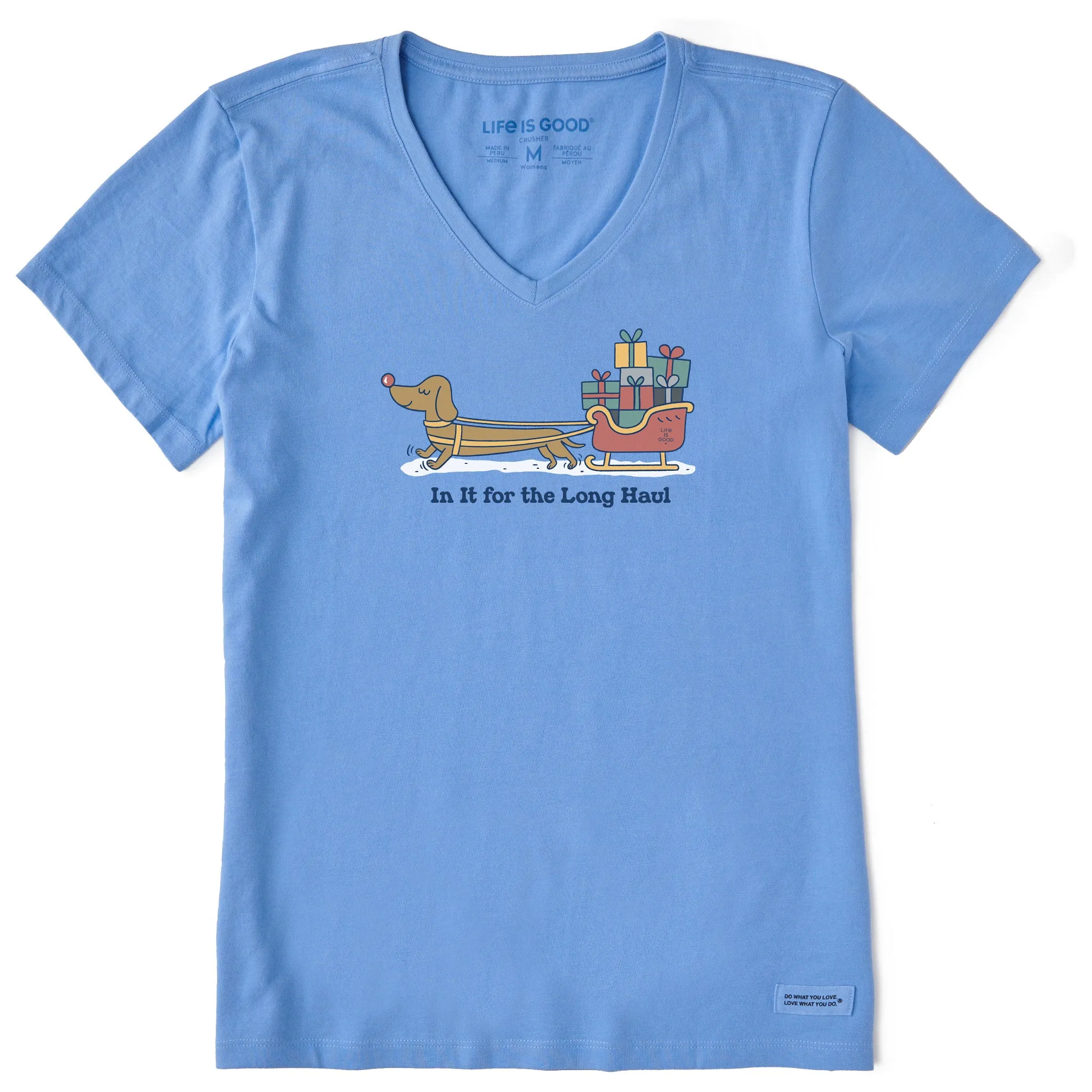 Women's In it for the Long Haul Short Sleeve Crusher Vee sold by Life is Good