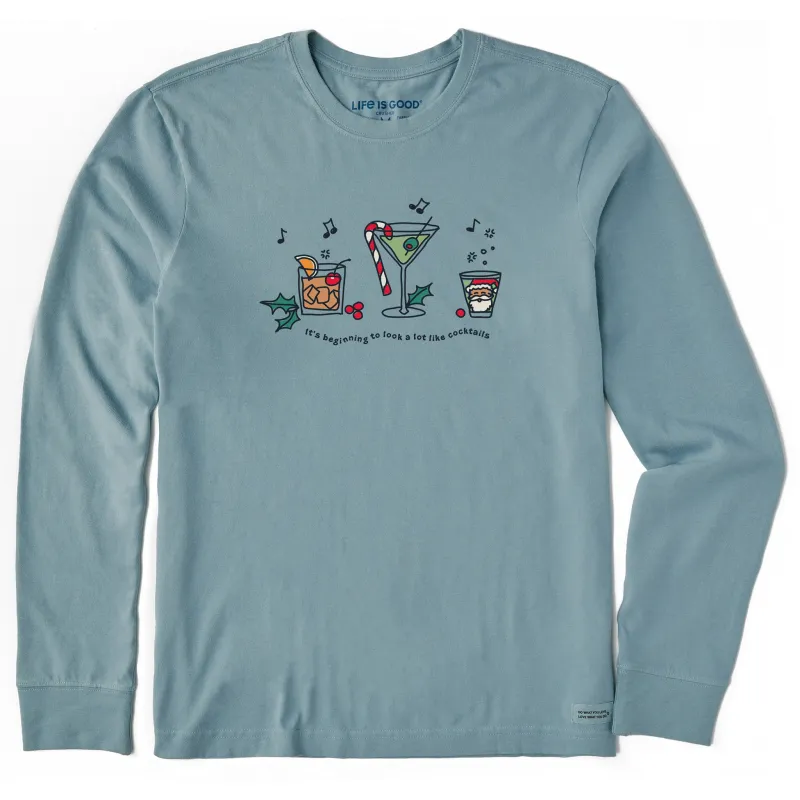 Men's It's Beginning to Look Like Cocktails Long Sleeve Crusher Tee sold by Life is Good