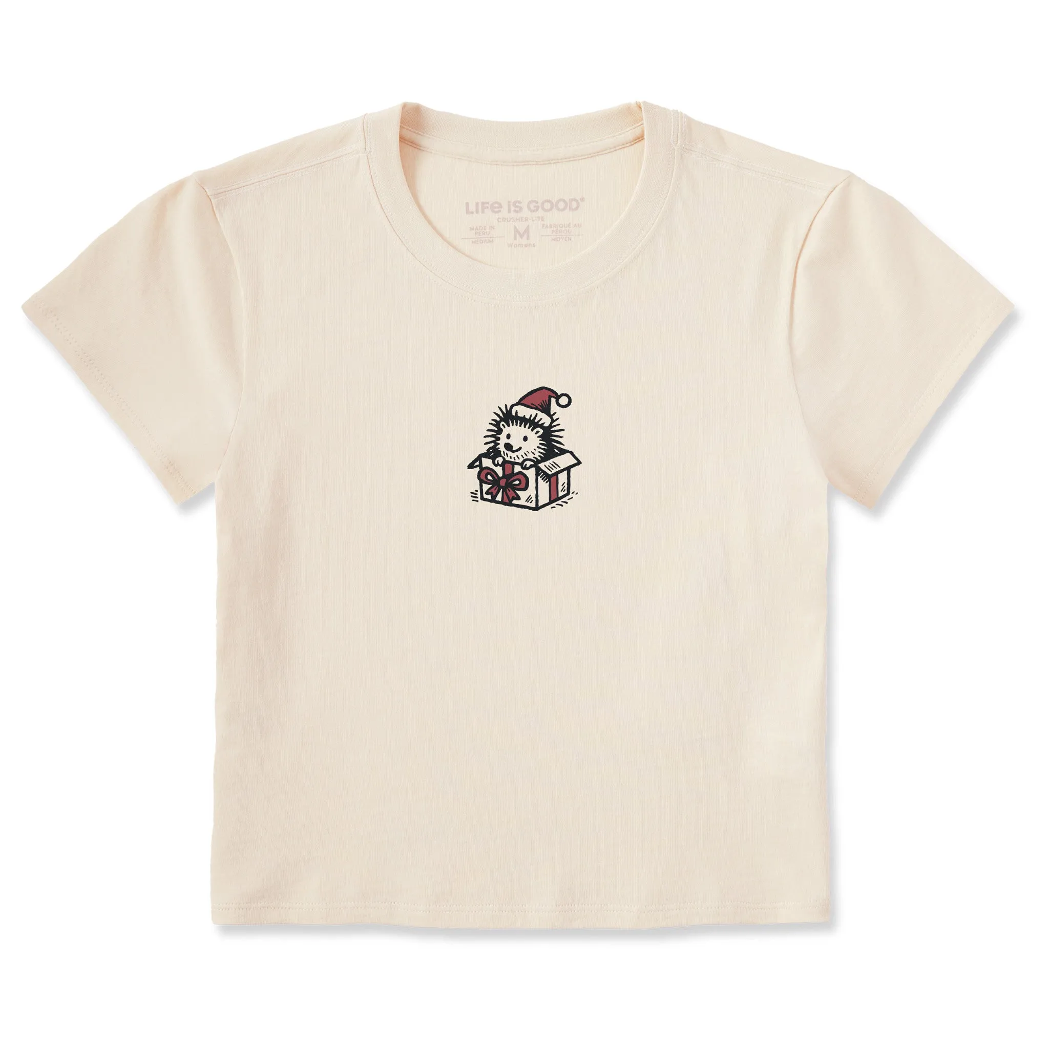 Women's Hedgehog Santa Crusher-LITE Shrunken Tee sold by Life is Good