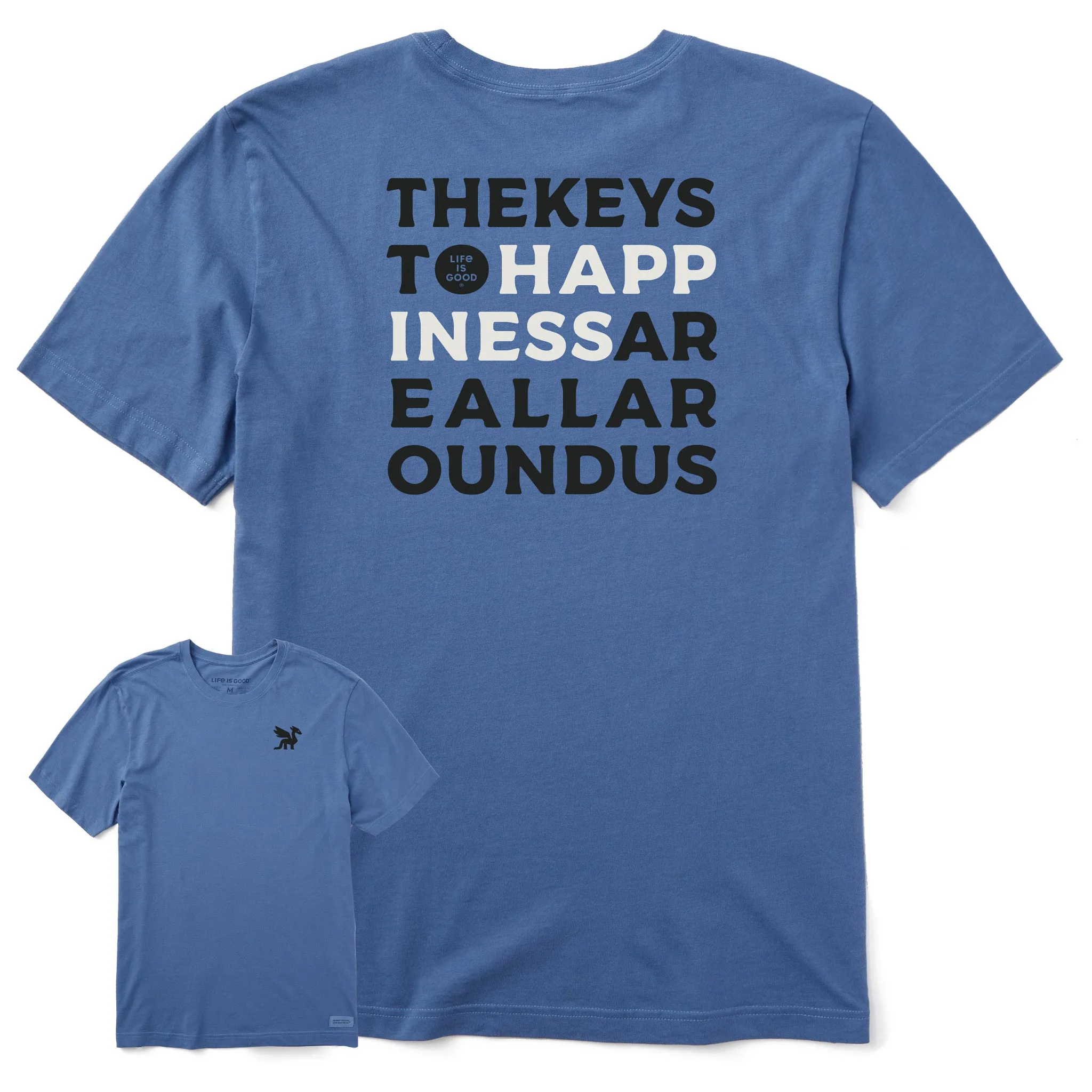 Men's Bert's Keys to Happiness Short Sleeve Crusher Tee sold by Life is Good