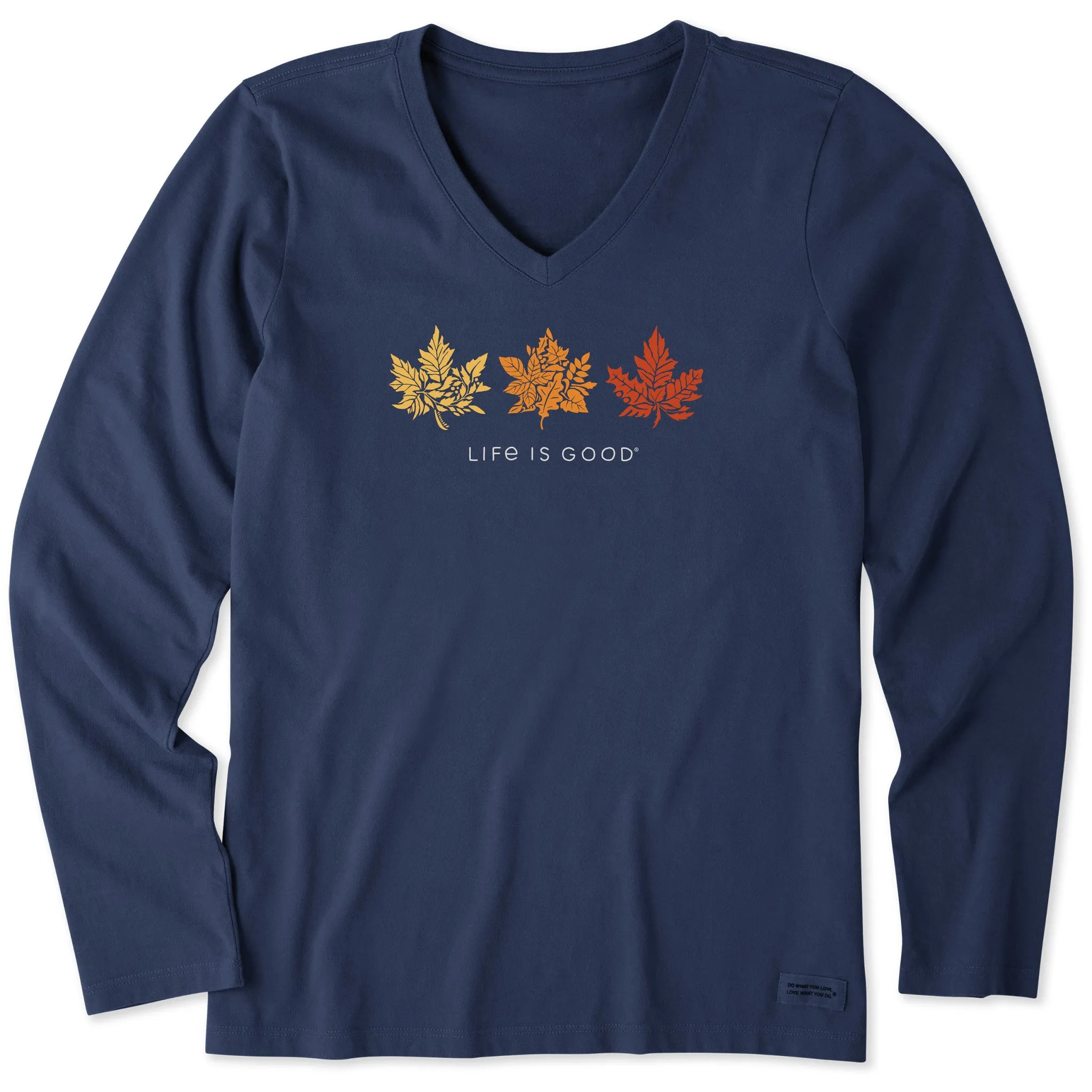 Women's Leafy Leaf Trio Long Sleeve Crusher Vee sold by Life is Good
