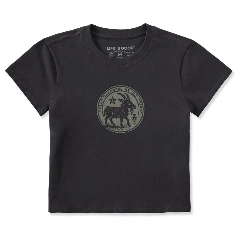 Women's Hello Darkness Goat Crusher-LITE Shrunken Tee sold by Life is Good