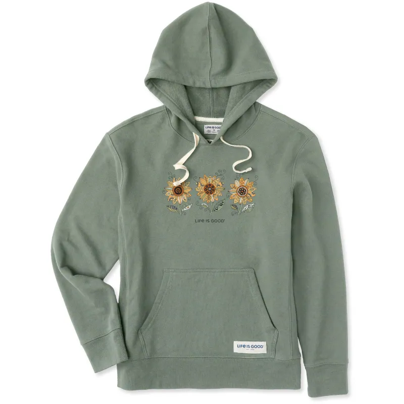 Women's Patchwork Sunflower Trio Simply True Fleece Hoodie sold by Life is Good