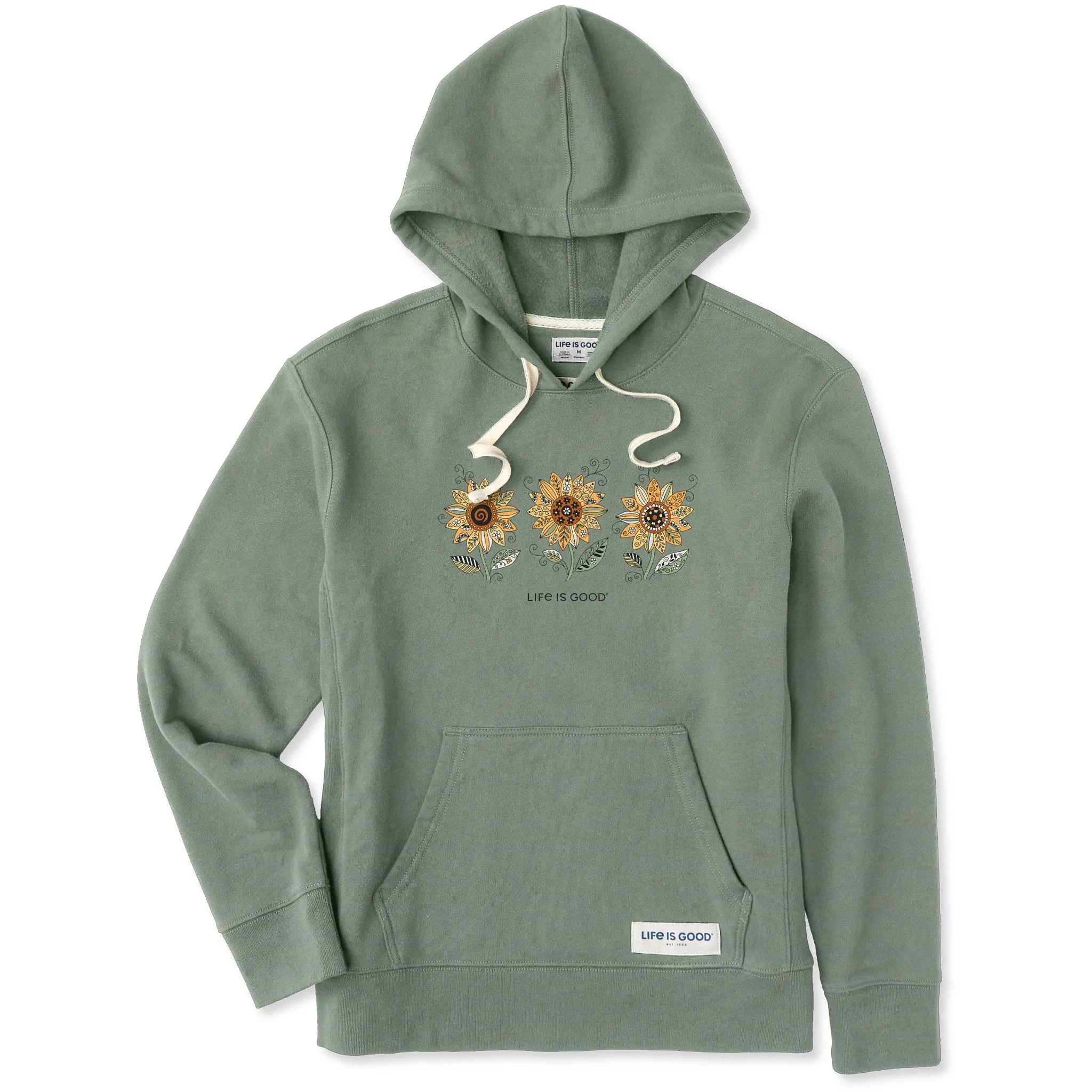 Women's Patchwork Sunflower Trio Simply True Fleece Hoodie sold by Life is Good