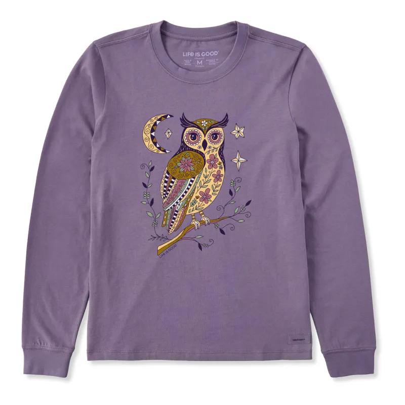 Women's Patchwork Owl Long Sleeve Crusher Tee made by Life is Good